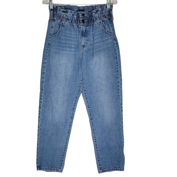 SO Women's High-Waisted Paperbag Crop Jeans Size 26 Light Wash Blue 26x26 - Picture 1 of 9
